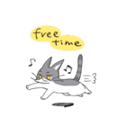 やんちゃで自由なハチワレ猫（個別スタンプ：3）