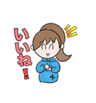 青いパーカーの女子のホントにあった物語（個別スタンプ：1）