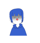 面白い青い女の子スタンプ（個別スタンプ：8）