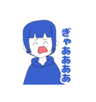 面白い青い女の子スタンプ（個別スタンプ：15）