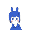 面白い青い女の子スタンプ（個別スタンプ：18）