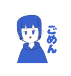 面白い青い女の子スタンプ（個別スタンプ：21）
