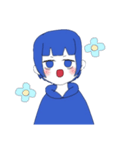 面白い青い女の子スタンプ（個別スタンプ：22）