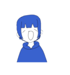 面白い青い女の子スタンプ（個別スタンプ：24）