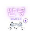 使いやすい韓国語しらたまねこ1(日本語訳)（個別スタンプ：1）