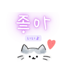 使いやすい韓国語しらたまねこ1(日本語訳)（個別スタンプ：5）