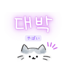 使いやすい韓国語しらたまねこ1(日本語訳)（個別スタンプ：8）