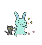 ウサギと灰色の猫（個別スタンプ：1）