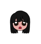 表情豊かな黒髪ロング女子のスタンプ（個別スタンプ：7）