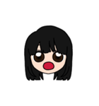表情豊かな黒髪ロング女子のスタンプ（個別スタンプ：9）