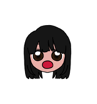 表情豊かな黒髪ロング女子のスタンプ（個別スタンプ：10）