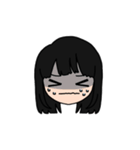 表情豊かな黒髪ロング女子のスタンプ（個別スタンプ：34）