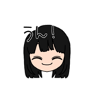 表情豊かな黒髪ロング女子(文字有ver)（個別スタンプ：1）