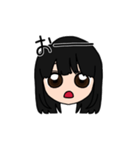 表情豊かな黒髪ロング女子(文字有ver)（個別スタンプ：3）
