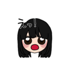 表情豊かな黒髪ロング女子(文字有ver)（個別スタンプ：6）