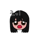 表情豊かな黒髪ロング女子(文字有ver)（個別スタンプ：7）