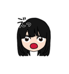 表情豊かな黒髪ロング女子(文字有ver)（個別スタンプ：9）