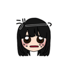 表情豊かな黒髪ロング女子(文字有ver)（個別スタンプ：14）