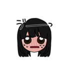 表情豊かな黒髪ロング女子(文字有ver)（個別スタンプ：15）