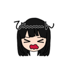 表情豊かな黒髪ロング女子(文字有ver)（個別スタンプ：25）