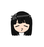 表情豊かな黒髪ロング女子(文字有ver)（個別スタンプ：40）