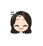 表情豊かな茶髪セミロング女子(文字有ver)（個別スタンプ：1）