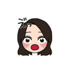 表情豊かな茶髪セミロング女子(文字有ver)（個別スタンプ：10）