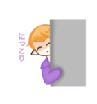紫パーカーの男の子（個別スタンプ：3）