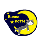 黒に近いグレー猫のイタリア語会話（個別スタンプ：4）