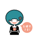 アフロヘアの女の子（個別スタンプ：18）