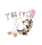猫と女の子の大人かわいいスタンプ by Kie（個別スタンプ：3）