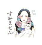 猫と女の子の大人かわいいスタンプ by Kie（個別スタンプ：4）