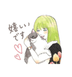 猫と女の子の大人かわいいスタンプ by Kie（個別スタンプ：12）