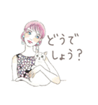 猫と女の子の大人かわいいスタンプ by Kie（個別スタンプ：19）