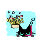 動く黒猫 夏 海はともだち 日常会話（個別スタンプ：19）
