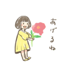 小さな女の子とお花のスタンプ（個別スタンプ：2）