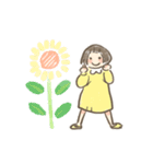 小さな女の子とお花のスタンプ（個別スタンプ：35）