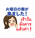 ぴあの 今日も頑張ろうPop-up タイ語日本語（個別スタンプ：8）