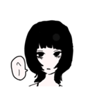 色白黒髪女子（個別スタンプ：3）
