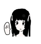 色白黒髪女子（個別スタンプ：7）