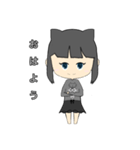 女の子スタンプ(猫持ち)（個別スタンプ：1）