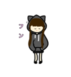 女の子スタンプ(猫パーカー)（個別スタンプ：7）