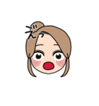 表情豊かな金髪お団子女子(文字有ver)（個別スタンプ：34）