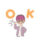 ピンクの頭の人（個別スタンプ：1）