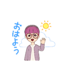 ピンクの頭の人（個別スタンプ：6）
