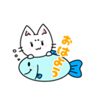 まろ猫さんと魚（個別スタンプ：3）