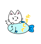 まろ猫さんと魚（個別スタンプ：6）