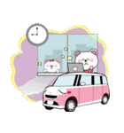 車でお出かけ！白いくまくま ピンク②（個別スタンプ：20）