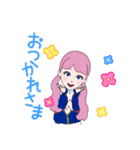 ピンク髪の女の子のスタンプ（個別スタンプ：4）