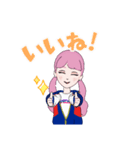 ピンク髪の女の子のスタンプ（個別スタンプ：8）